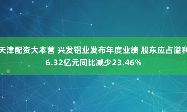 天津配资大本营 兴发铝业发布年度业绩 股东应占溢利6.32亿元同比减少23.46%